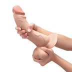 b-Vibe Slipskin Realistic Silicone Dildo 10 in. Curved Cream