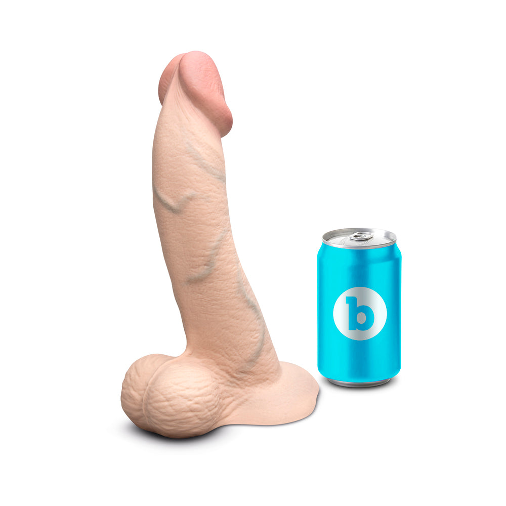 b-Vibe Slipskin Realistic Silicone Dildo 10 in. Curved Cream