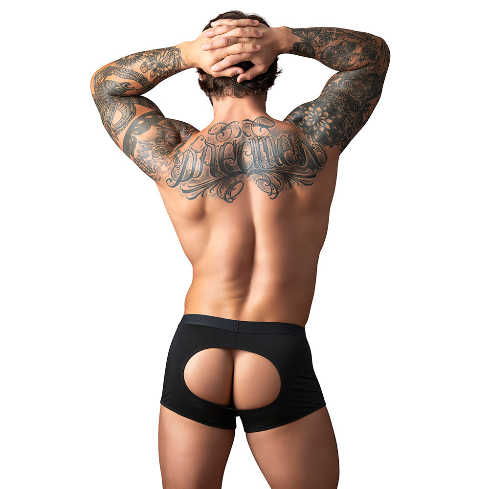 Male Power Open Ended Moon Short Black S/M