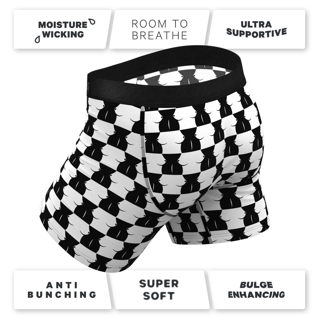 Shinesty The Chest Mate Checkered Ball Hammock Pouch Underwear with Fly 3XL
