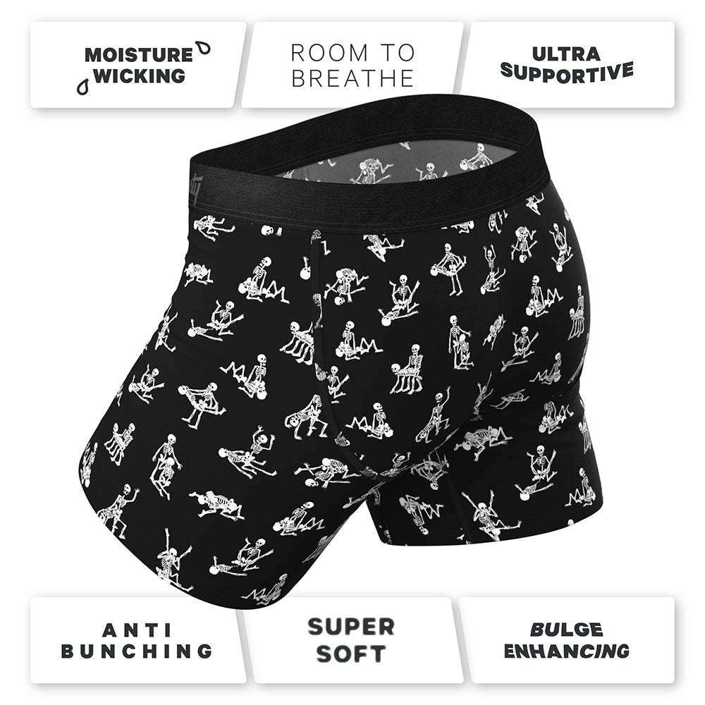 Shinesty The Bare Back Bones Glow-in-the-Dark Skeletons Ball Hammock Pouch Underwear with Fly XL