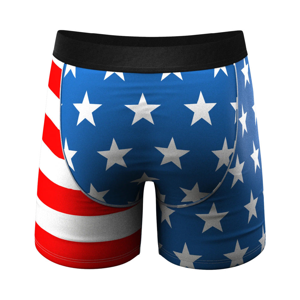 Shinesty The Mascot American Flag Ball Hammock Pouch Underwear with Fly L