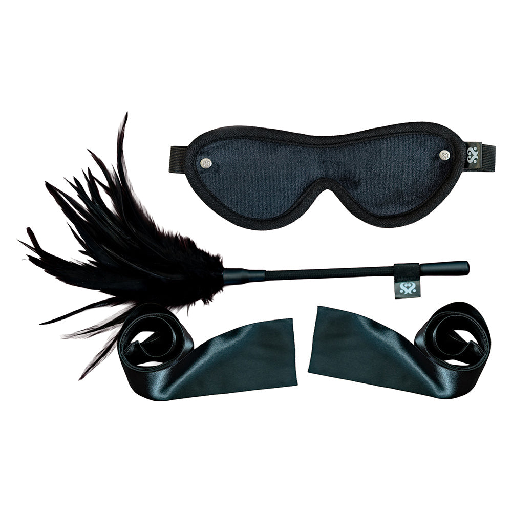 SEI MIO Strict Tease Ribbon Ties, Blindfold and Tickler Kit