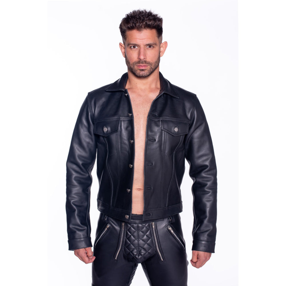 Prowler RED Leather Trucker Jacket M