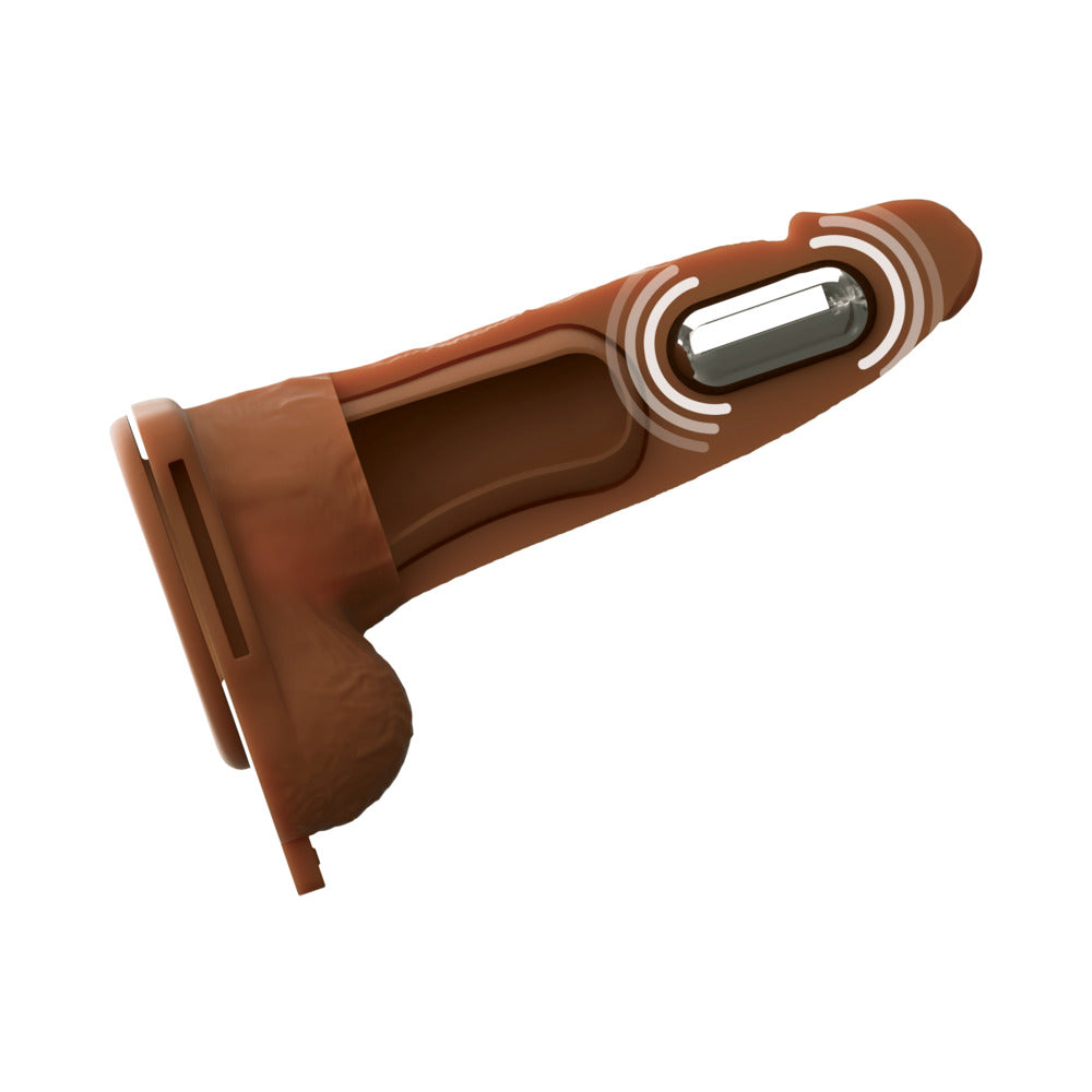 Fantasy X-Tensions Elite Vibrating Hollow Silicone Strap-On 6 in. Brown