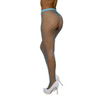 Dreamgirl High-Waist Fence Net Pantyhose Neon Blue O/S