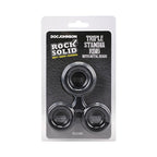 ROCK SOLID Silicone Triple Stamina Ring with Metal Beads Black