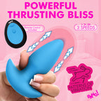 BANG! Thrusting & Vibrating Silicone Butt Plug Blue