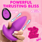 BANG! Thrusting & Vibrating Silicone Butt Plug Purple