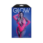 Fantasy Lingerie Glow Flashback UV Rhinestone Fishnet Teddy & Matching Gloves Queen Size