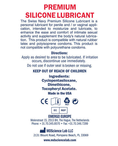 Swiss Navy Lube Silicone 32 Oz Lubricant Long Lasting Glide
