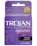 Trojan Her Pleasure Condoms Box of 3 Ribbed Contoured Silky Lubrication