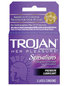 Trojan Her Pleasure Condoms Box of 3 Ribbed Contoured Silky Lubrication