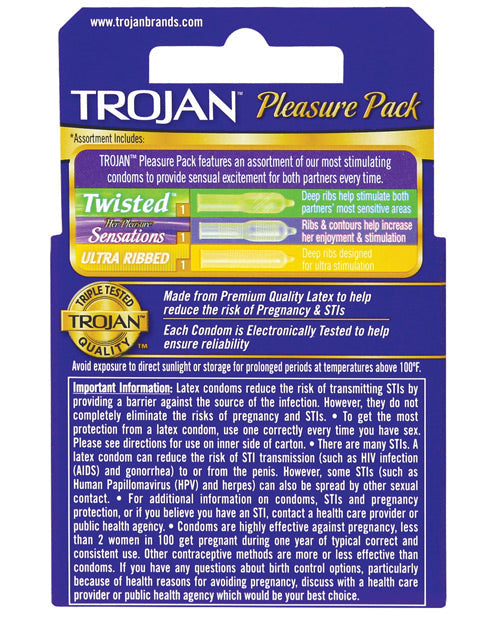 Trojan Pleasure Pack Condoms Box of 3 Ultra Thin Her Pleasure Shared Pleasure