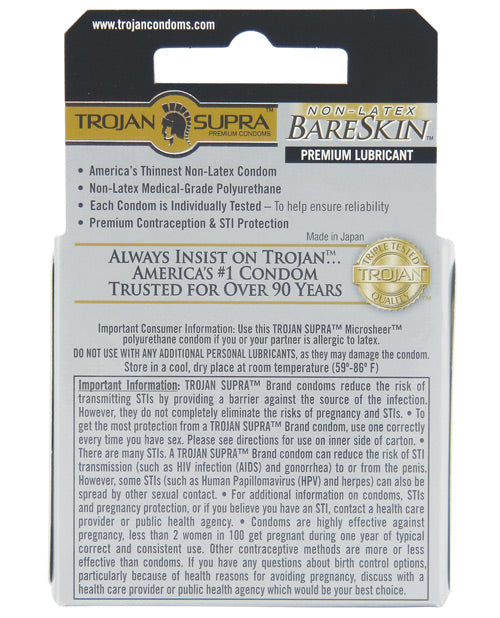 Trojan Supra Ultra Thin Polyurethane Condoms Box 3
