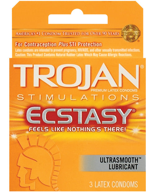 Trojan Ultra Ribbed Ecstasy Condoms 3 Pack Enhanced Stimulation