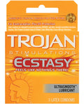 Trojan Ultra Ribbed Ecstasy Condoms 3 Pack Enhanced Stimulation