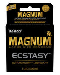 Trojan Magnum Ecstasy Condoms Lubricated Large Size Box 3
