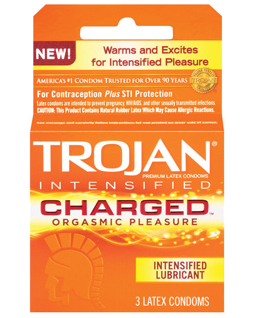 Trojan Intensified Charged Condoms Box of 3 Built-In Lubricant
