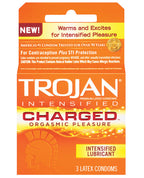 Trojan Intensified Charged Condoms Box of 3 Built-In Lubricant