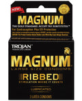 Trojan Magnum Ribbed Condoms Box of 3 Large Size Heightened Stimulation