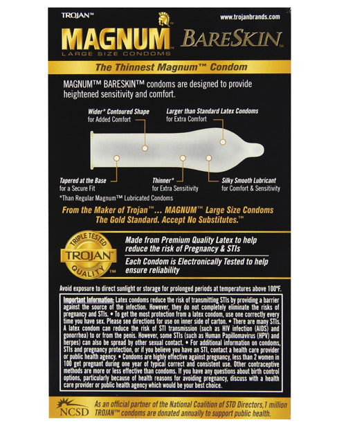Trojan Magnum BareSkin Condoms Lubricated Box Of 10
