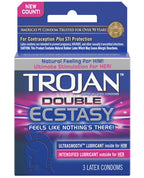 Trojan Double Ecstasy Condom Box Of 3 Dual Lubricants Ribbed Texture