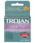Trojan Ultra Thin Armor Spermicidal Condoms Box 3 Latex