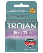 Trojan Ultra Thin Armor Spermicidal Condoms Box 3 Latex
