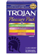 Trojan Pleasure Condoms Assorted Box Of 12 With 4 Textures