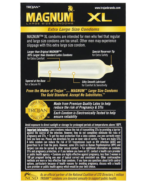 Trojan Magnum XL Lubricated Condoms 12 Count Box Pack