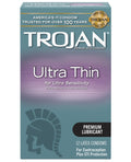 Trojan Ultra Thin Condoms Latex Lubricated 12 Count Box
