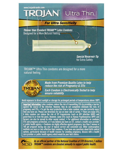Trojan Ultra Thin Condoms Latex Lubricated 12 Count Box