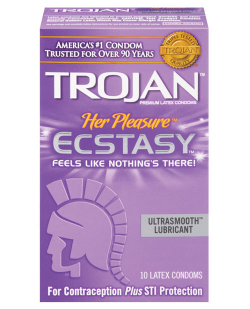 Trojan Her Pleasure Ecstasy Condoms Textured for Stimulation Box of 10