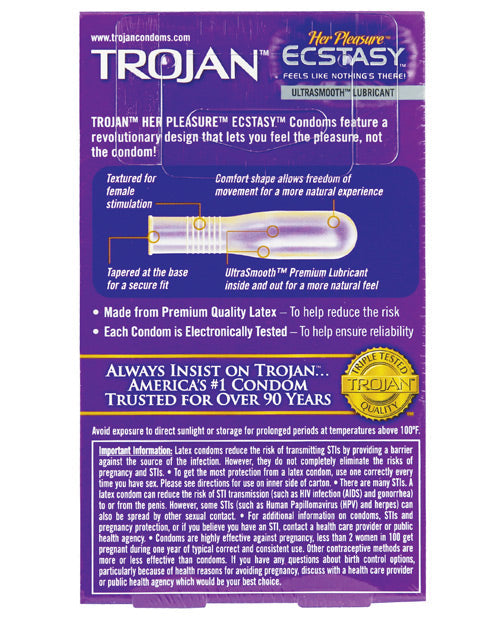 Trojan Her Pleasure Ecstasy Condoms Textured for Stimulation Box of 10