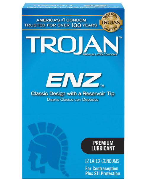 Trojan Enz Lubricated Condoms 12 Pack Reservoir Tip Latex