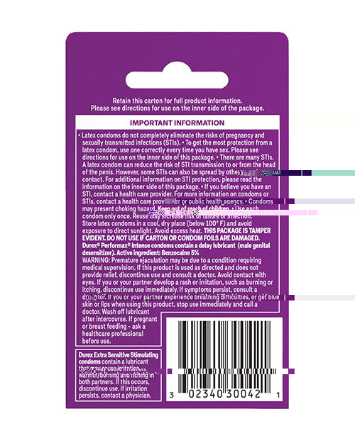 Durex Condoms Pleasure Pack 3 Performax Prolonged Intense Sensation
