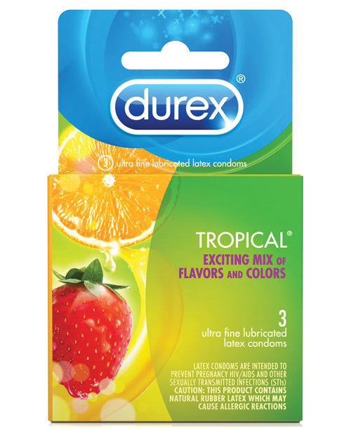 Durex Tropical Flavors Condoms Box Of 3 Apple Orange Strawberry Banana