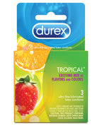 Durex Tropical Flavors Condoms Box Of 3 Apple Orange Strawberry Banana