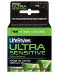 Lifestyles Ultra Sensitive Condoms 3 Pack Lubricated Near Skin Feel