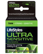 Lifestyles Ultra Sensitive Condoms 3 Pack Lubricated Near Skin Feel