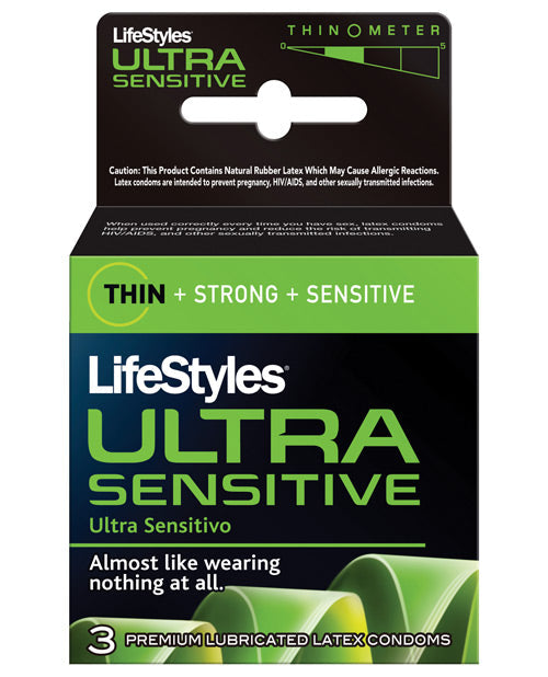 Lifestyles Ultra Sensitive Condoms 3 Pack Lubricated Near Skin Feel