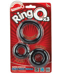 RingO Cock Ring Black Pack Of 3 Food Grade SEB Safe
