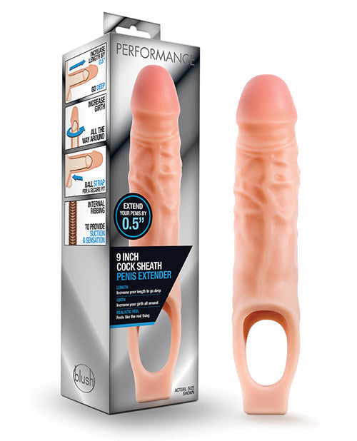 Penis Extender 9 Inch Cock Sheath Flesh Realistic Feel