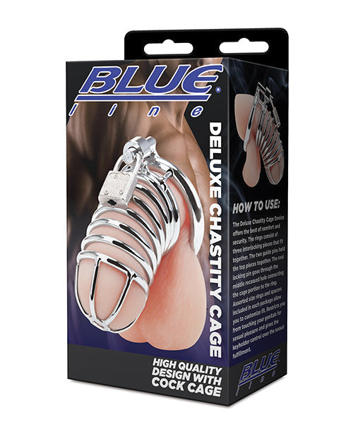 Blue Line Deluxe Chastity Cage Metal Two Piece 45mm Ring