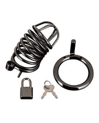 Chastity Cage 2 Piece Black Stainless Steel Cage Design