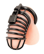 Chastity Cage 2 Piece Black Stainless Steel Cage Design