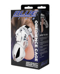 Blue Line Obedience Cage Male Chastity Device Silver