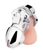 Blue Line Obedience Cage Male Chastity Device Silver