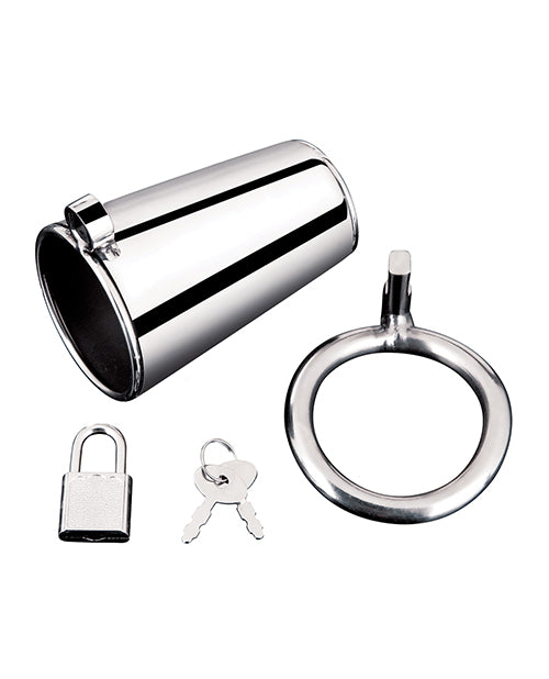Cock Tease Cage Chastity Device Cylinder Shaped Silver